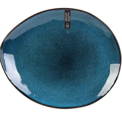 Assiette galet en grès bleu d22cm - au gres du temps