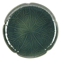 Assiette plate chou en grès vert d27cm