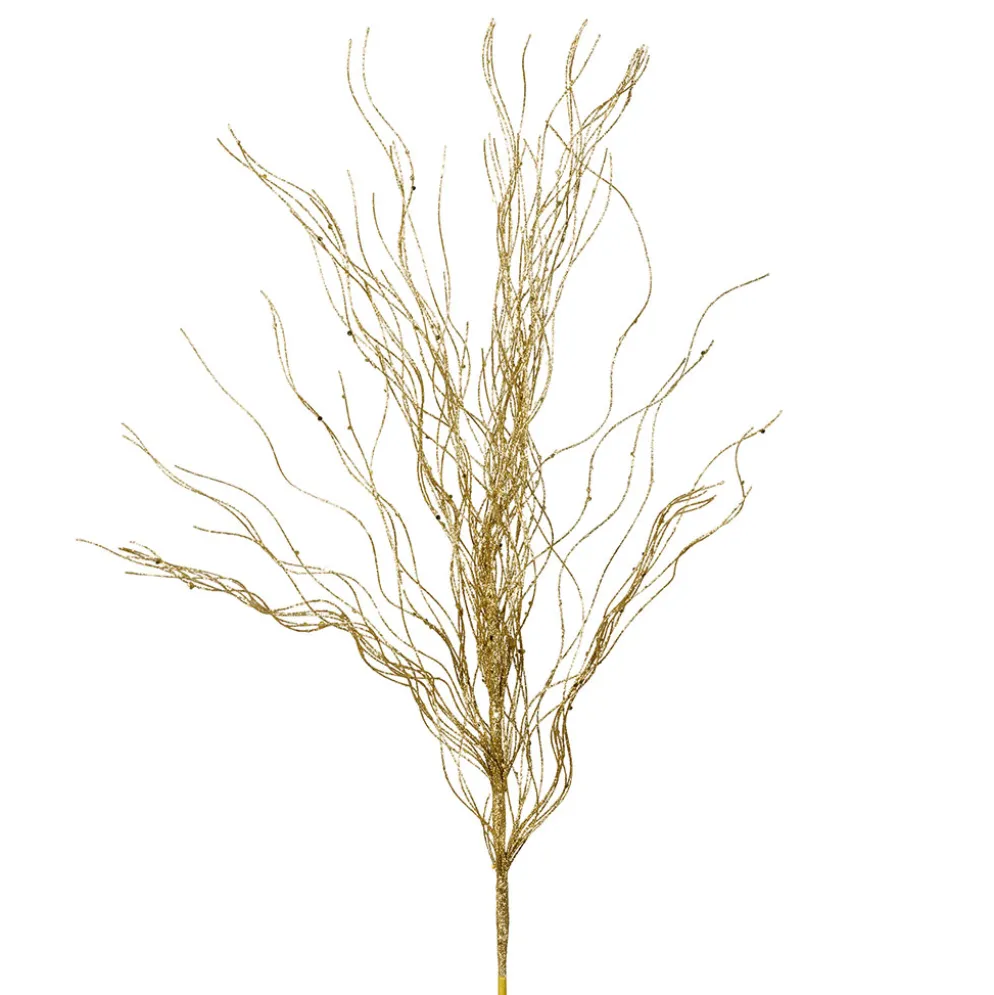 Branchage artificiel filairia en tissu doré h83cm