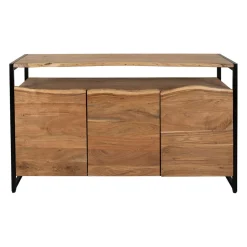 Buffet 3 portes en acacia et pieds en fer noir - Brooklyn
