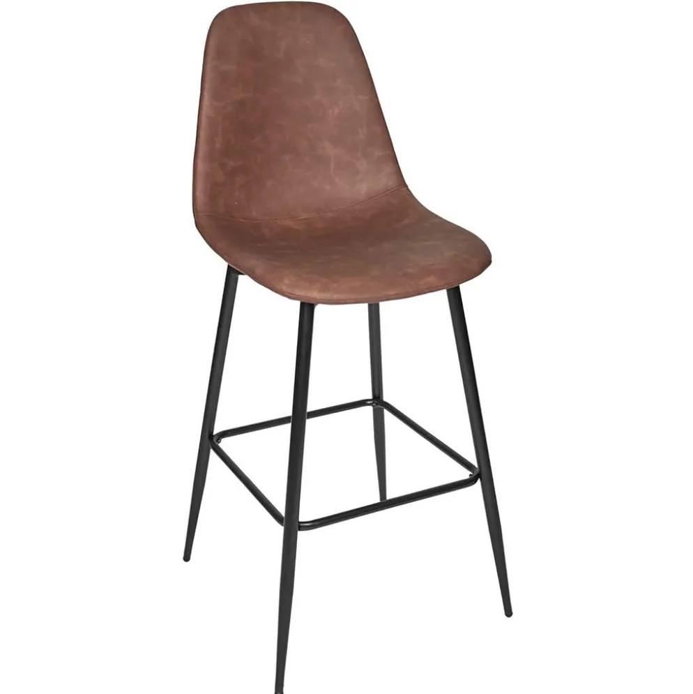Chaise de bar effet cuir marron H70cm - Amber