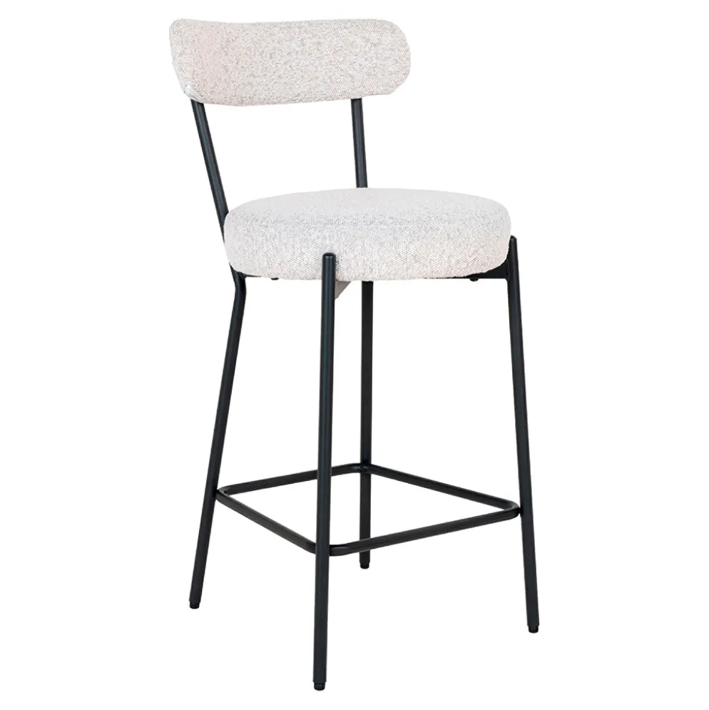 Chaise de bar en tissu blanc h65cm - Batilda