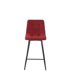 Chaise de bar en tissu matelassé cerise - Lilly