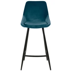 Chaise de bar en velours bleu h67cm - Ben