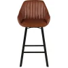 Chaise de bar pivotante effet cuir marron h75cm - Moss