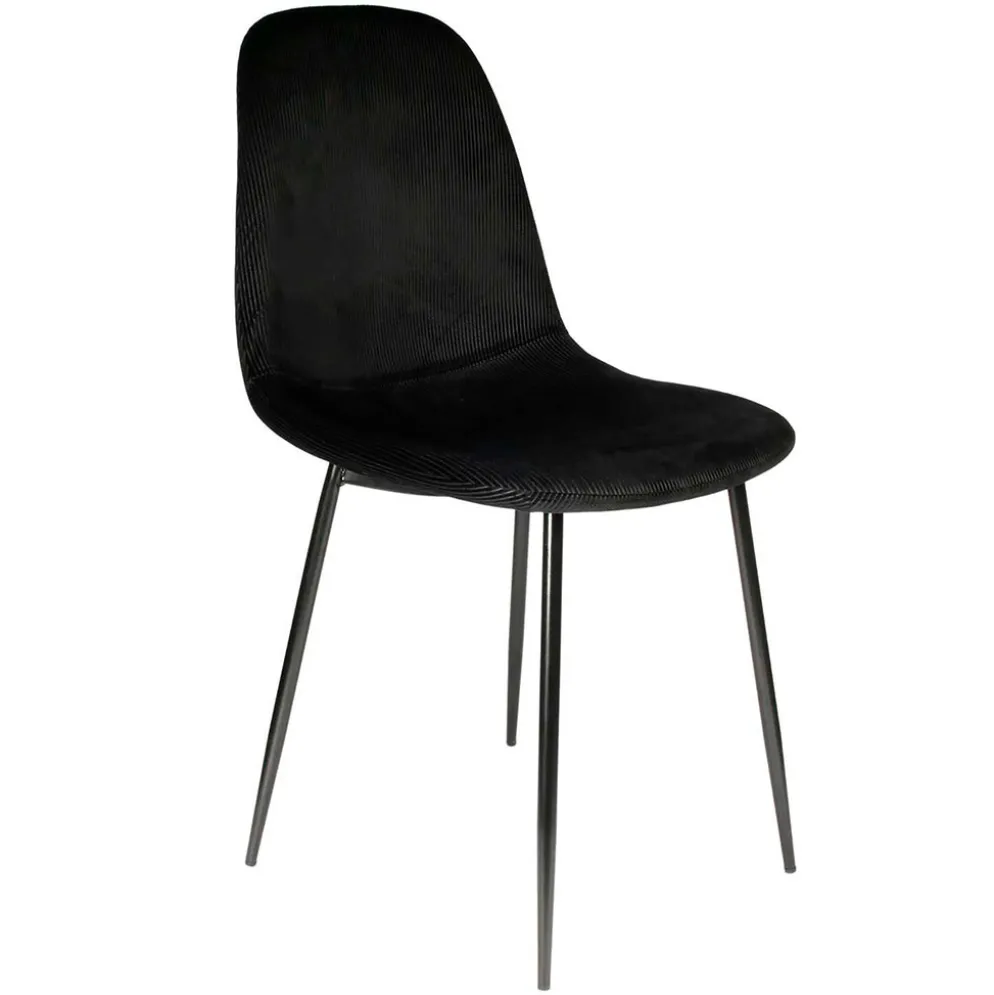 Chaise salle à manger en velours cotelé noir - Julia