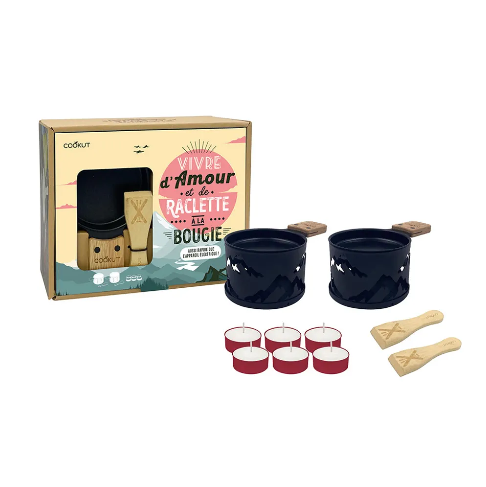 Coffret raclette à la bougie noir pour 2 - Montagne
