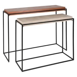 Console gigogne (x2) en fer terracotta et beige - Ario