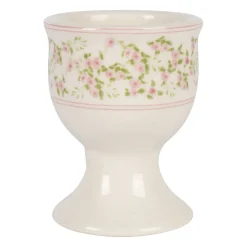 Coquetier en faïence rose et vert d5 - Rose