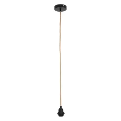 Cordon électrique pour suspension en tissu naturel et noir E27 0.80M