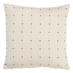 Coussin en coton grège 45x45cm - P'tits Coeurs