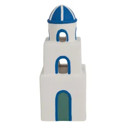 Déco led bâtiment grec en porcelaine bleu et blanc - Greeka