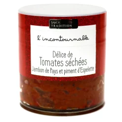 Délice de tomate, jambon de pays & piment d' espelette