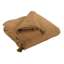 Edredon camel en gaze de coton 150x150cm - Gaia