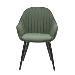 Fauteuil de salle à manger en velours côtelé kaki - Ben
