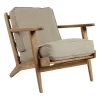 Fauteuil en coton gris et chêne - Laureli