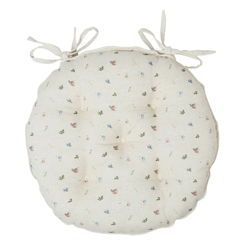 Galette chaise ronde p'tite fleur naturel d40cm en coton