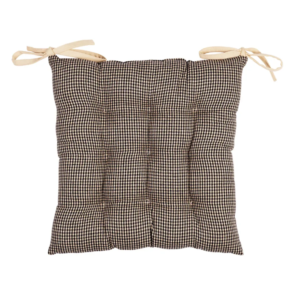 Galette de chaise carré en coton noir 40x40cm - Campagne