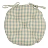 Galette de chaise ronde en coton vichy sauge d40cm - Campagne