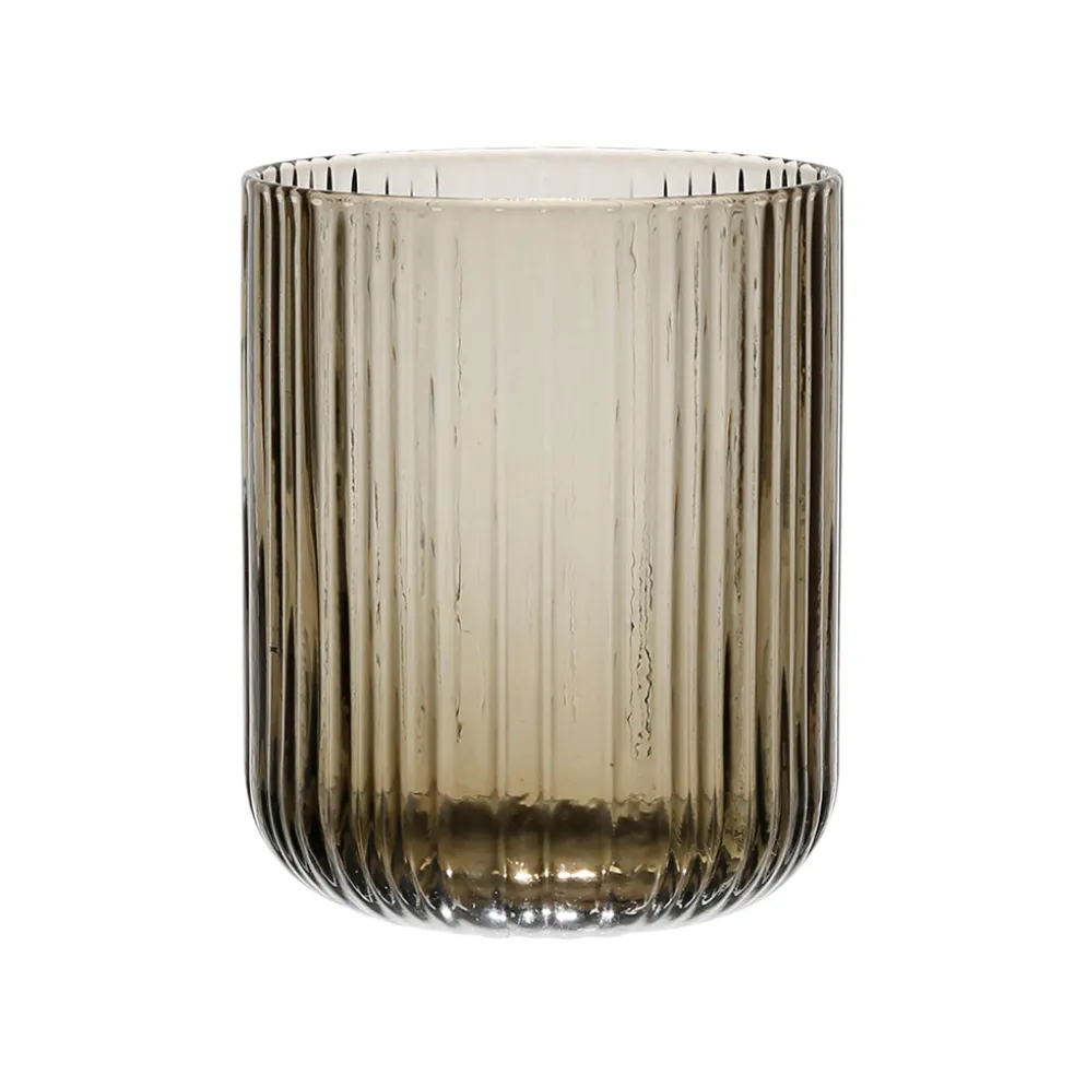 Gobelet strié gris fumé 35cl en verre - folky