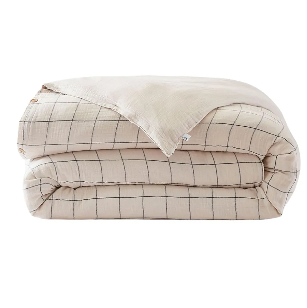Housse de couette réversible en coton naturel 240x220cm - Gaia match