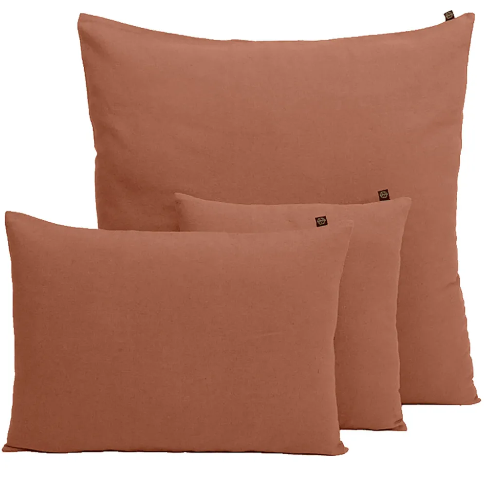 Housse de coussin en lin et coton mocaccino 45x45cm - Figari
