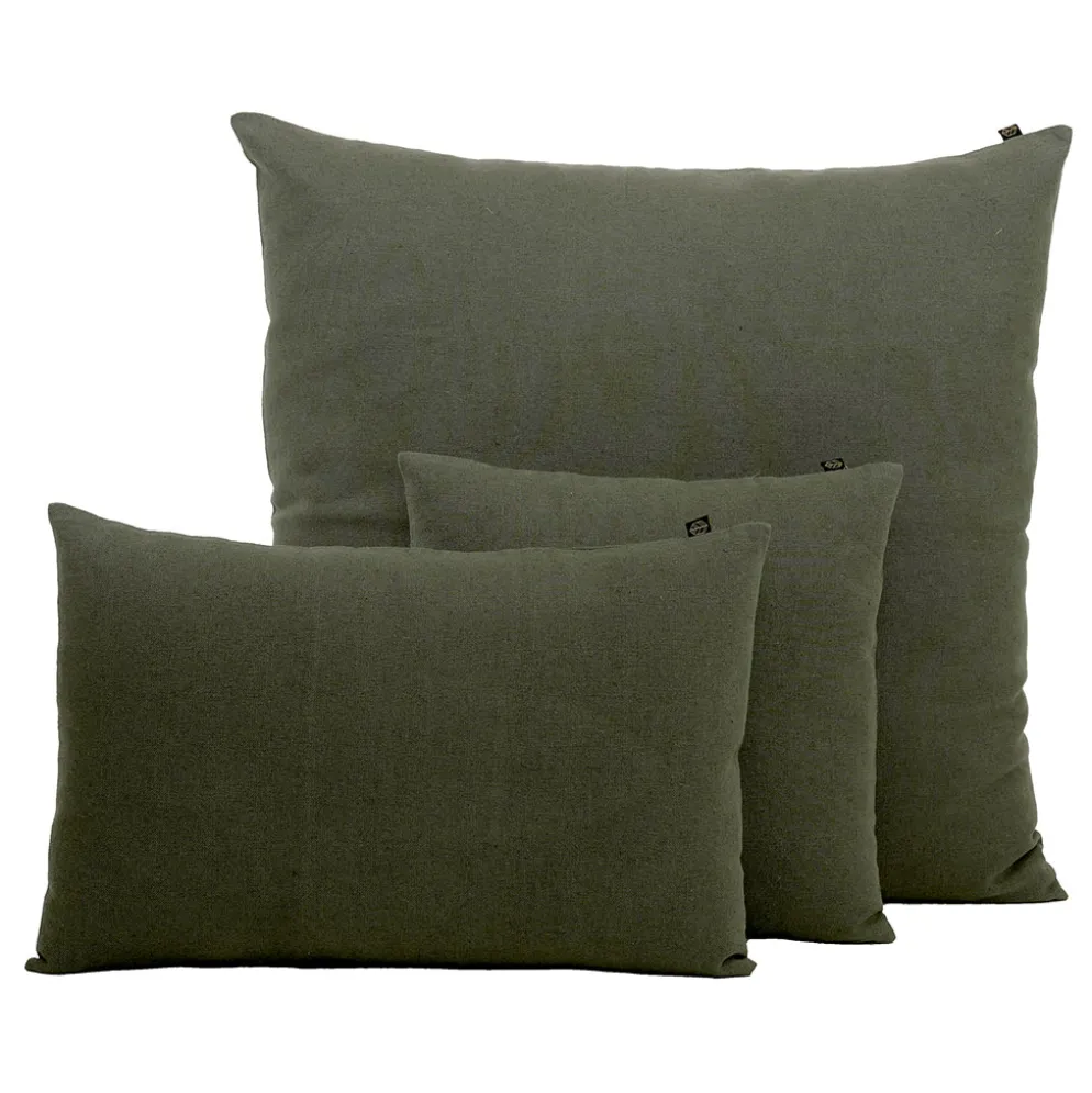 Housse de coussin en lin et coton kaki 40x60cm - Figari
