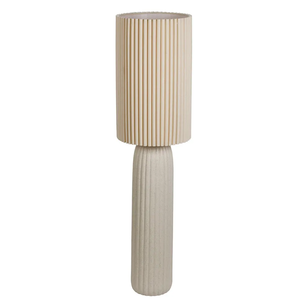 Lampadaire en coton et céramique écru moucheté h123cm E27 - Minera