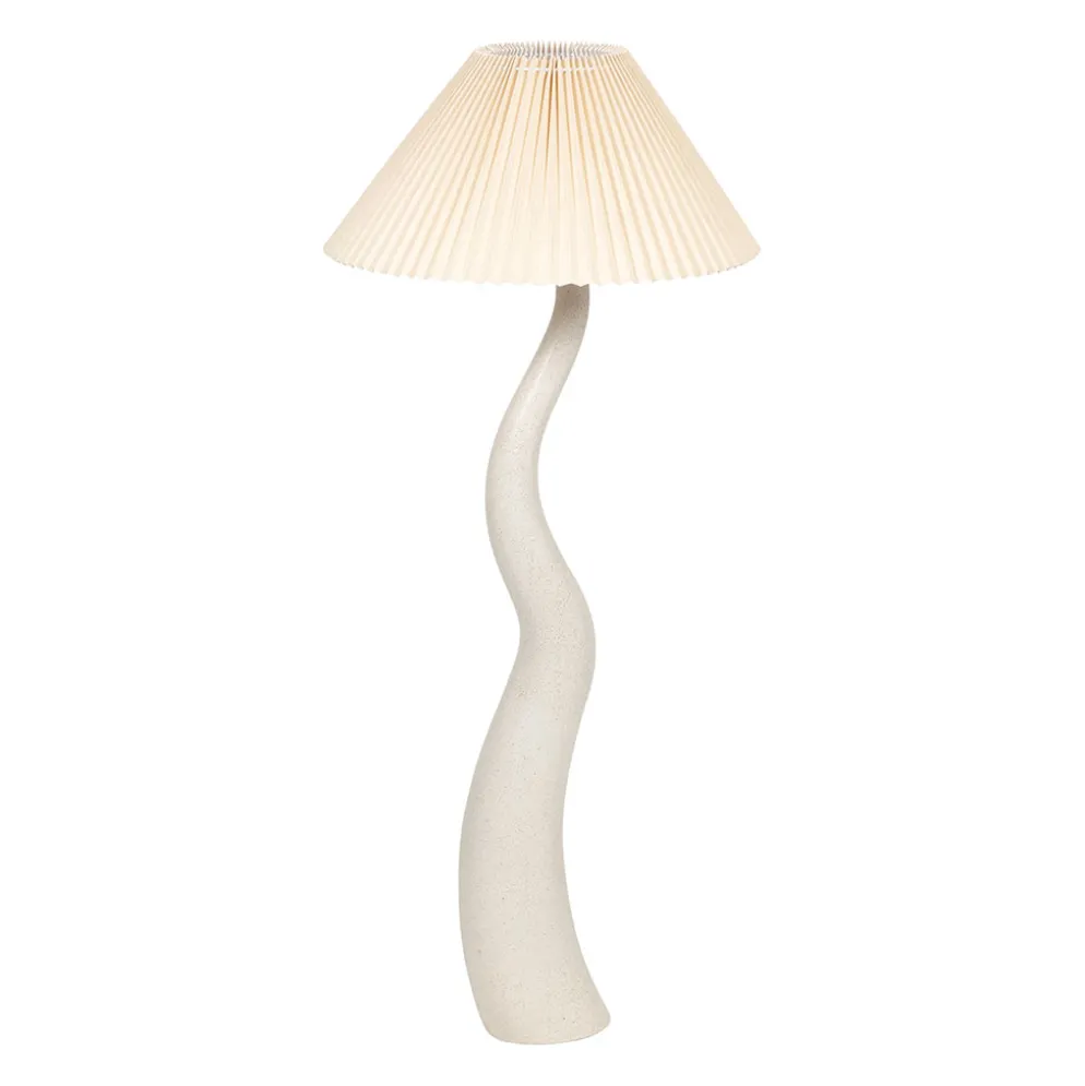 Lampadaire en tissu et céramique blanc h125cm E27 - Aurore