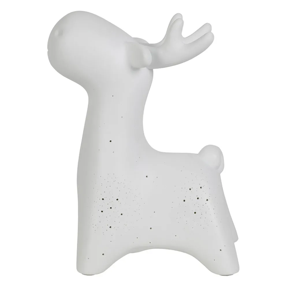 Lampe LED renne en porcelaine blanc h24cm