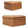 Lot de 2 corbeilles coeur avec couvercle en rotin naturel - Fantine