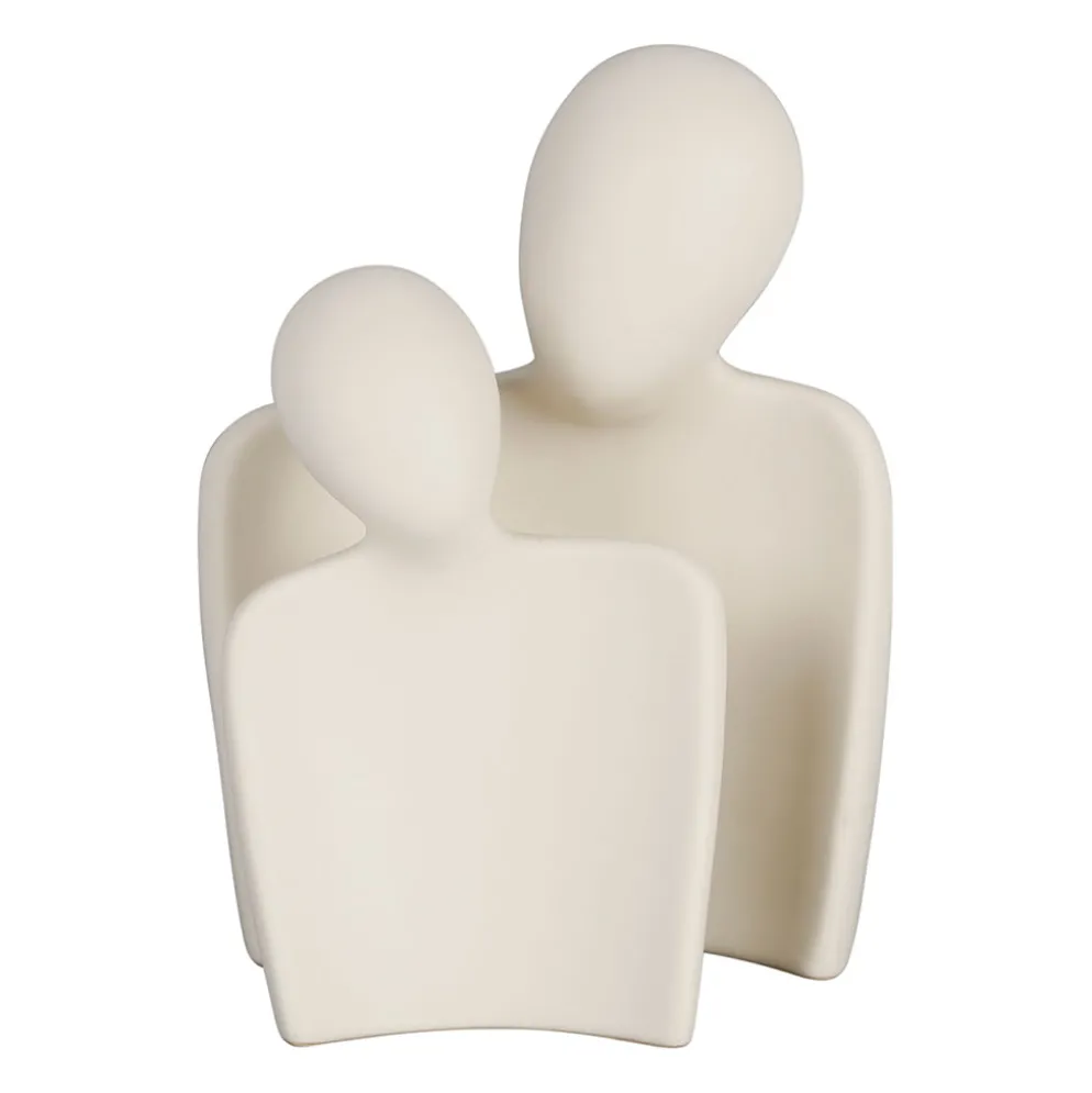 Lot de 2 décoration abstraite en grès écru - Greeka