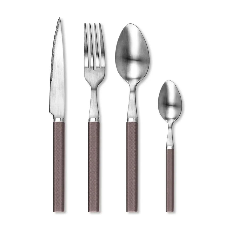 Ménagère 24 pièces en inox et manche bois de rose - Cottage