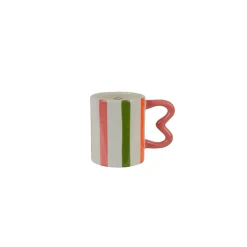 Mug en dolomite rayé avec anse rose
