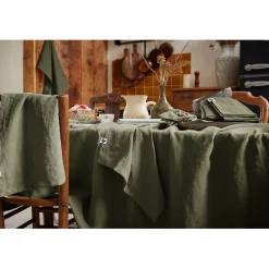 Nappe rectangle en lin lavé thym 170x250cm - Soline