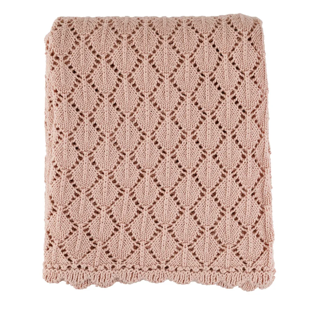 Plaid pour enfant losange en coton rose 90x70cm - Clodi