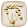 Plateau carré kaki et doré 16x16cm en fer - fleur classic