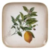 Plateau citronnier en fer vert et jaune 16x16cm - Botanique
