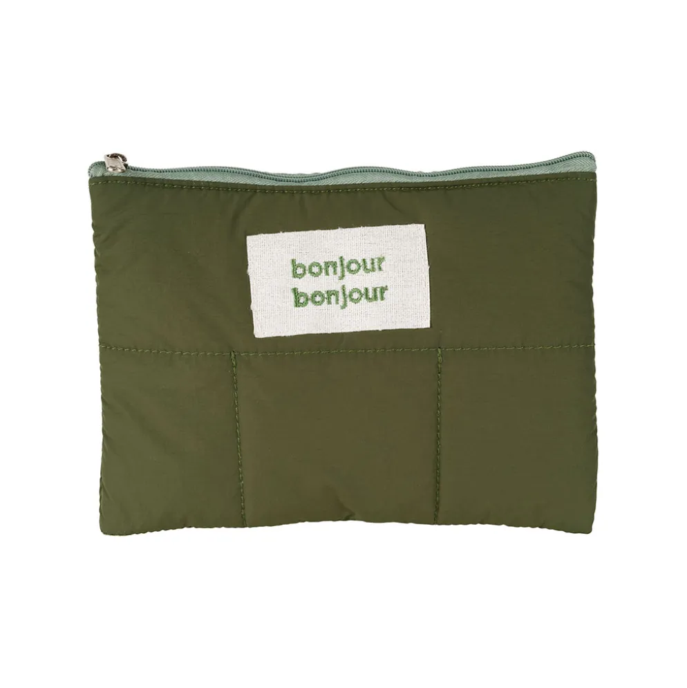 Pochette en tissu matelassé vert - Quilted