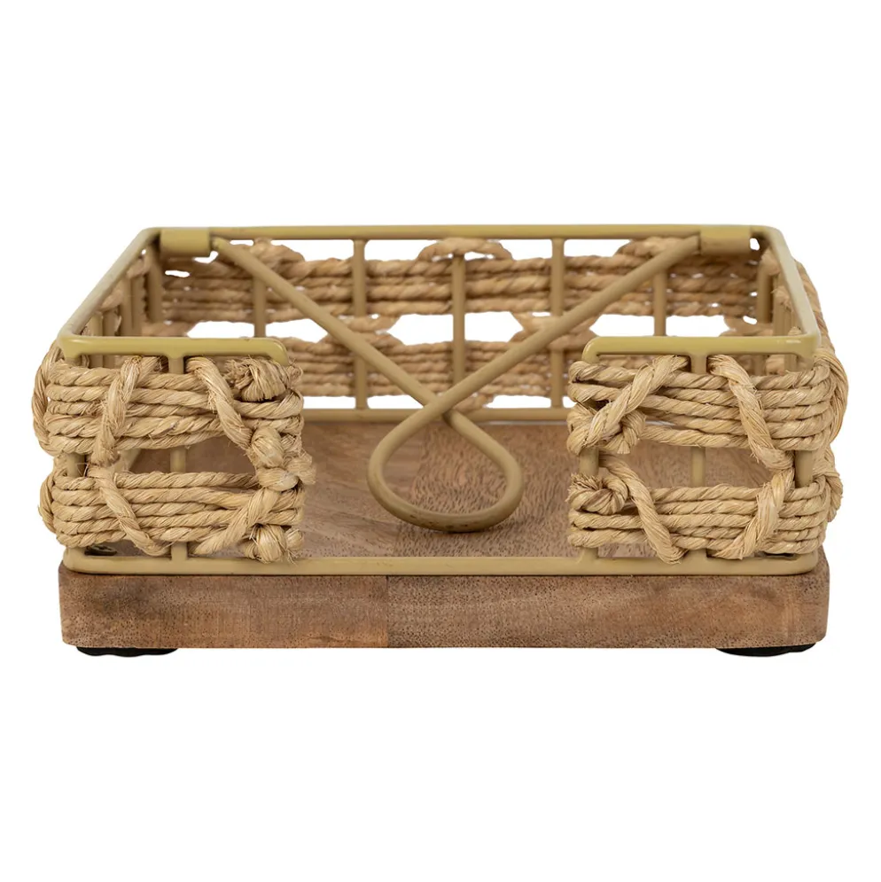 Porte serviettes en corde de jute naturel 18x18cm