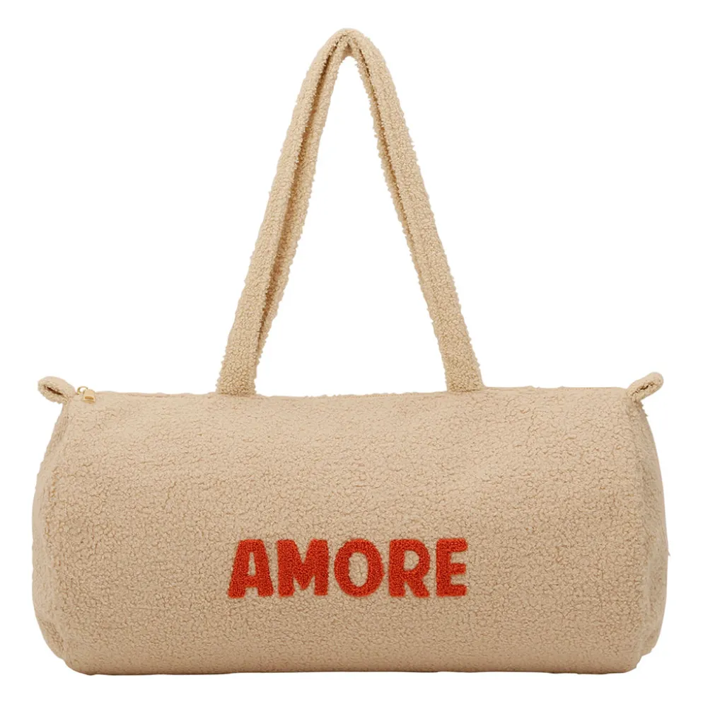 Sac weekend en bouclettes ecru - Funny