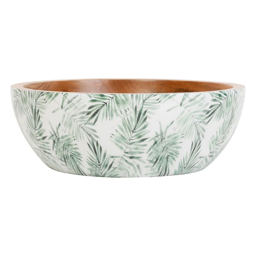 Saladier en acacia et résine vert - palmier