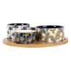 Service apéritif 4 pièces en porcelaine et bambou palmier - Mocoa