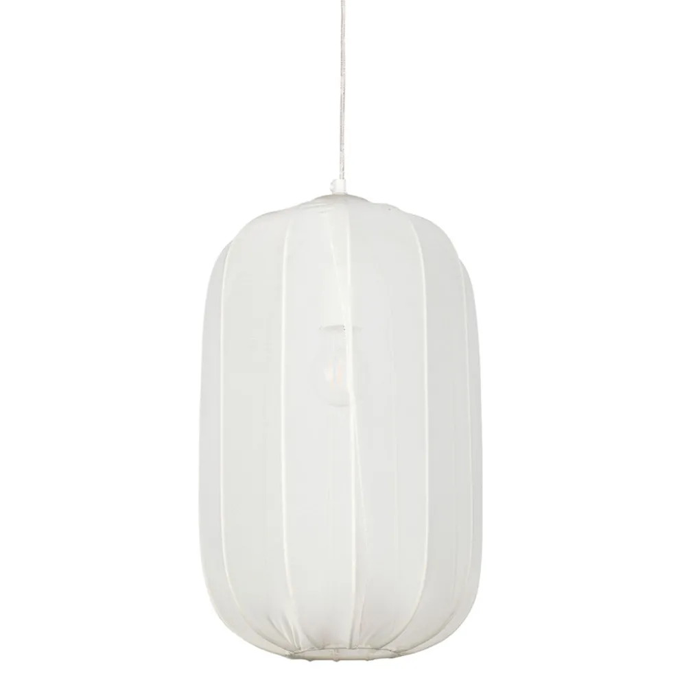 Suspension en fer et tissu blanc d28cm E27 - Organic