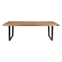 Table à manger en acacia massif et pieds en fer noir 200x100cm - Factory