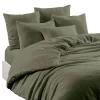 Taie d'oreiller en lin et coton kaki 65x65cm - Limy