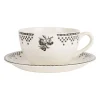 Tasse et sous tasse en faïence anthracite 50cl - Damier