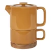 Théière solitaire en grès moutarde avec filtre 45cl - Nordika