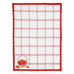 Torchon en coton rouge 50x70cm - Fraises