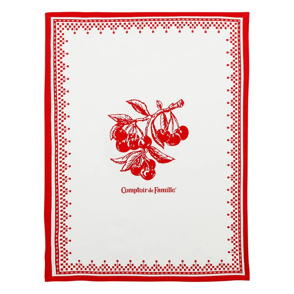 Torchon en coton rouge 50x70cm - Damier